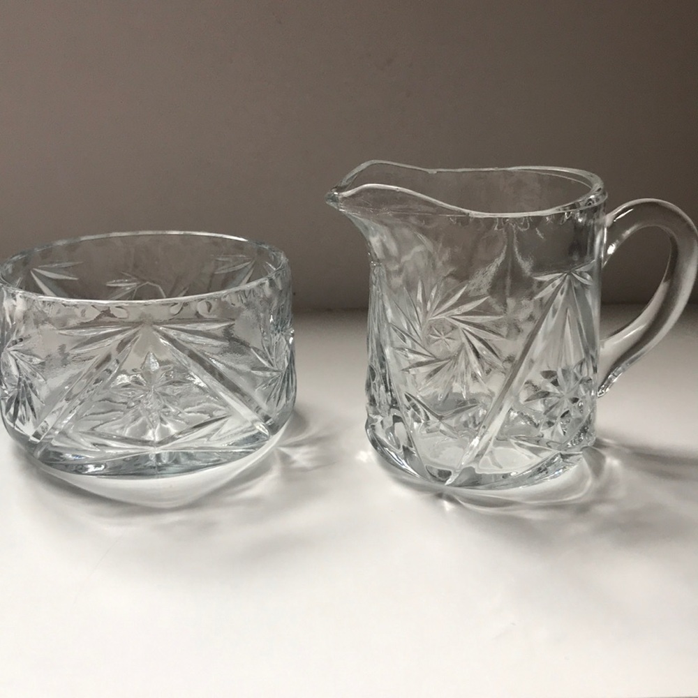 Vintage pressed glass cream and sugar